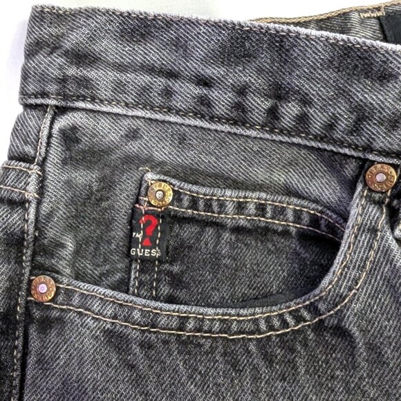VINTAGE 90s Guess | 100% Cotton Straight Leg Jeans in Washed Black/Gray Size 27 - Picture 4 of 13